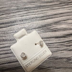 Sterling Silver Heart Stud Earrings - Silver